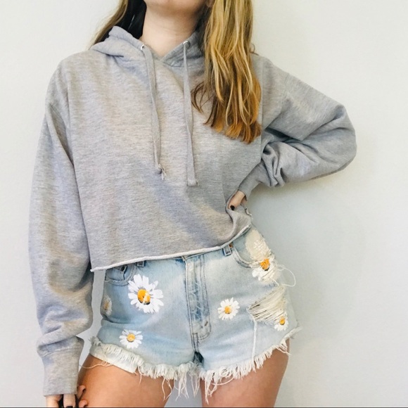 Nasty Gal Tops - Nasty Gal gray cropped oversized hoodie